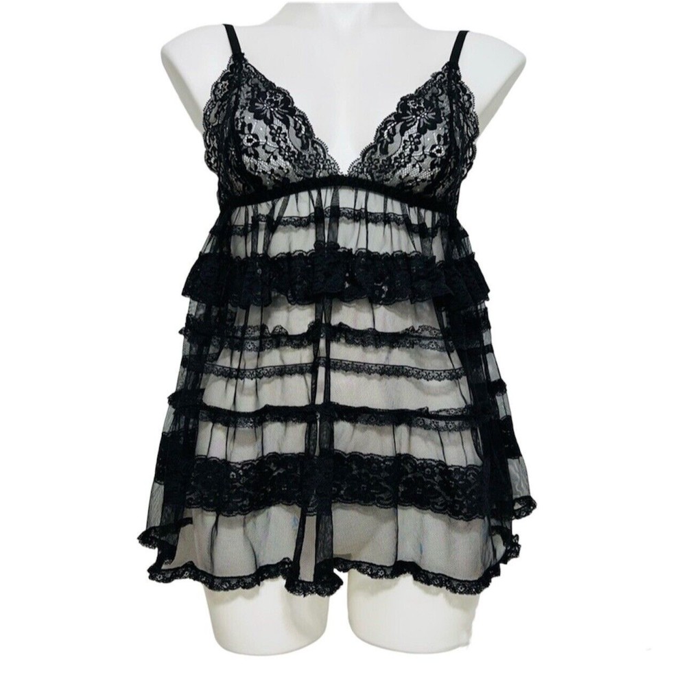 Victoria's Secret Sexy Ruffled Lace Lingerie Dress Mesh